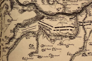 Carte des campements de l'Armée alliée sous les ordres du Duc Charles de Lorraine en septembre-octobre 1746 - détail - musée de Vienne